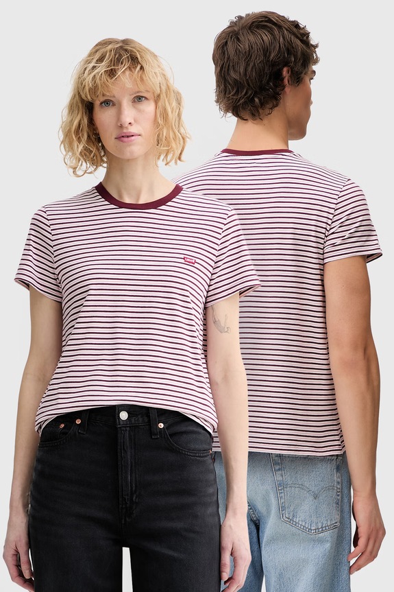 Βαμβακερό μπλουζάκι Levi's LSE_PERFECT TEE εμπριμέ μπορντό A3116.0043
