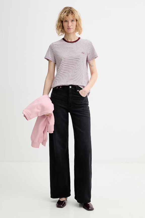 Ρούχα Βαμβακερό μπλουζάκι Levi's LSE_PERFECT TEE A3116.0043 μπορντό