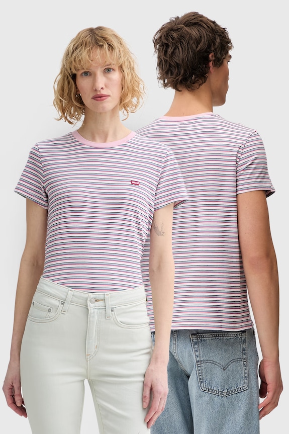 Βαμβακερό μπλουζάκι Levi's LSE_PERFECT TEE εμπριμέ ροζ A3116.0044