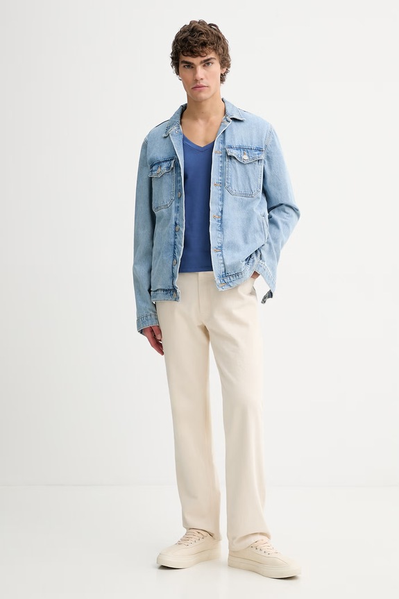 Βαμβακερό μπλουζάκι Levi's LSE_PERFECT VNECK A3170.0057 μπλε SS26