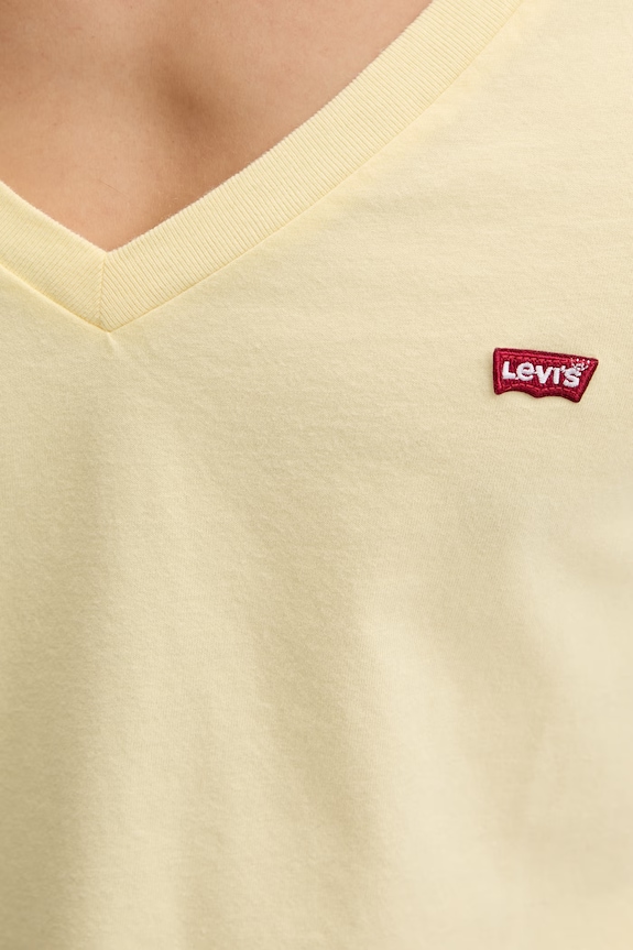 Βαμβακερό μπλουζάκι Levi's LSE_PERFECT VNECK A3170.0058 κίτρινο