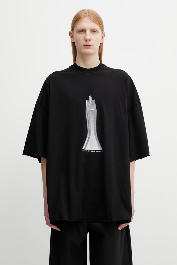 Rick Owens DRKSHDW Tommy T-shirt bawełniany męski czarny DU01F4259.RNEP5