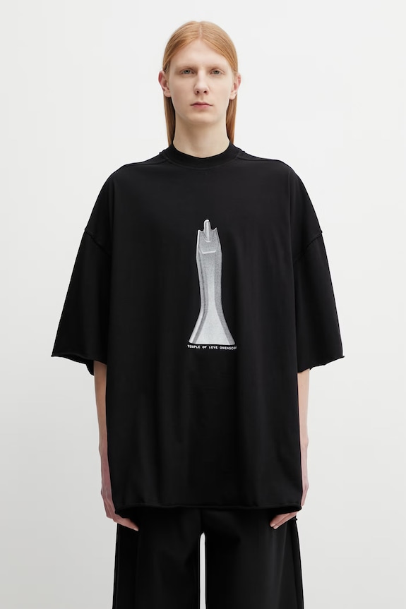 Rick Owens DRKSHDW Tommy T-shirt bawełniany męski czarny DU01F4259.RNEP5