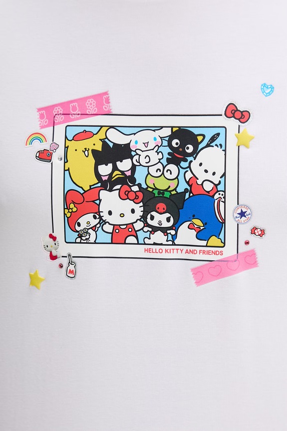 Converse tričko bavlnené x HELLO KITTY CVW5T519 biela