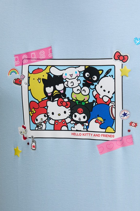Converse tričko bavlnené x HELLO KITTY CVW5T519 modrá