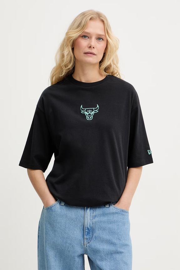 Odzież New Era t-shirt bawełniany CHICAGO BULLS 60771515 czarny
