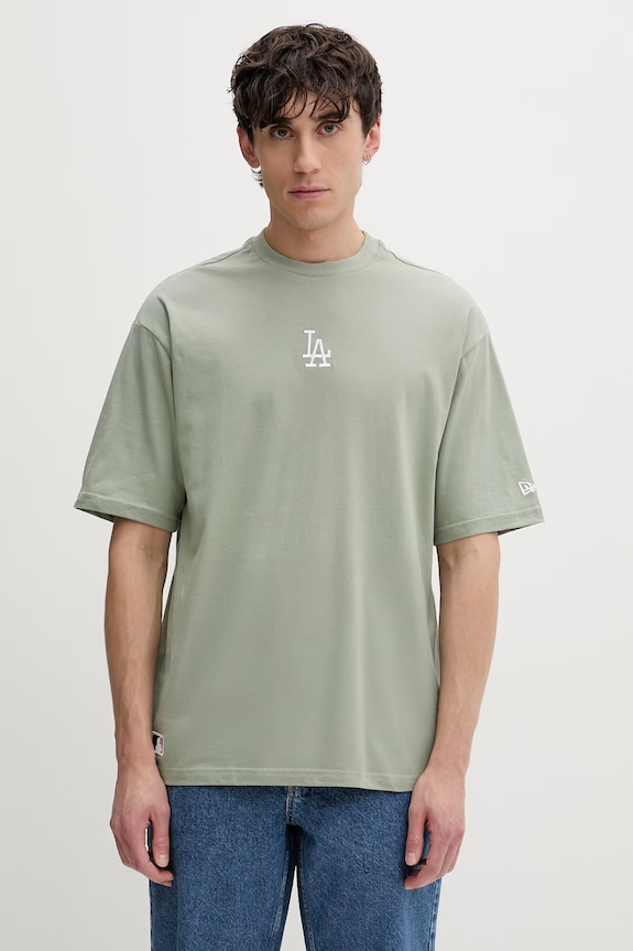 New Era t-shirt bawełniany LOS ANGELES DODGERS 60771499 zielony SS26