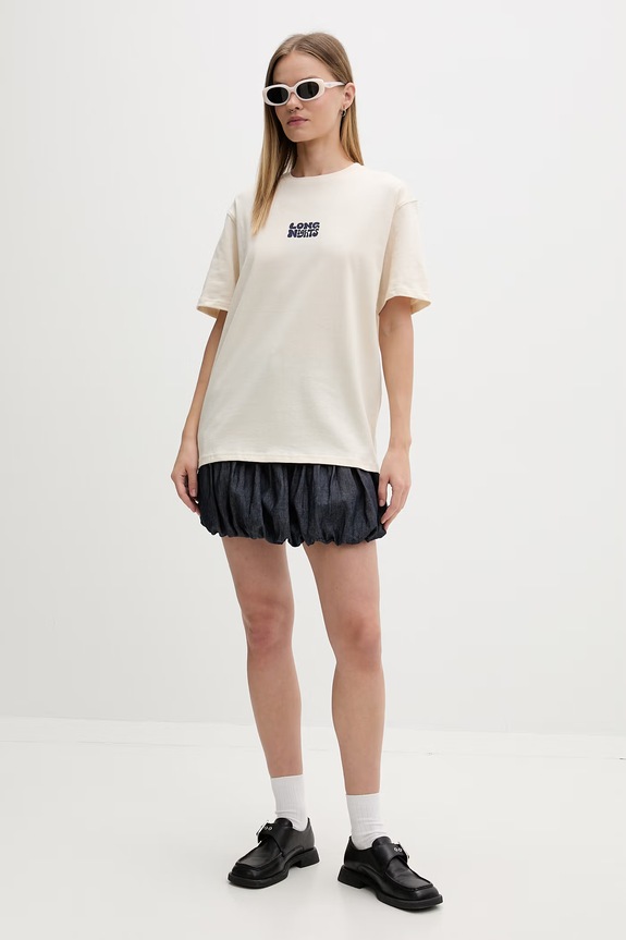 Kaotiko tricou din bumbac AS072.01.G002 bej SS26