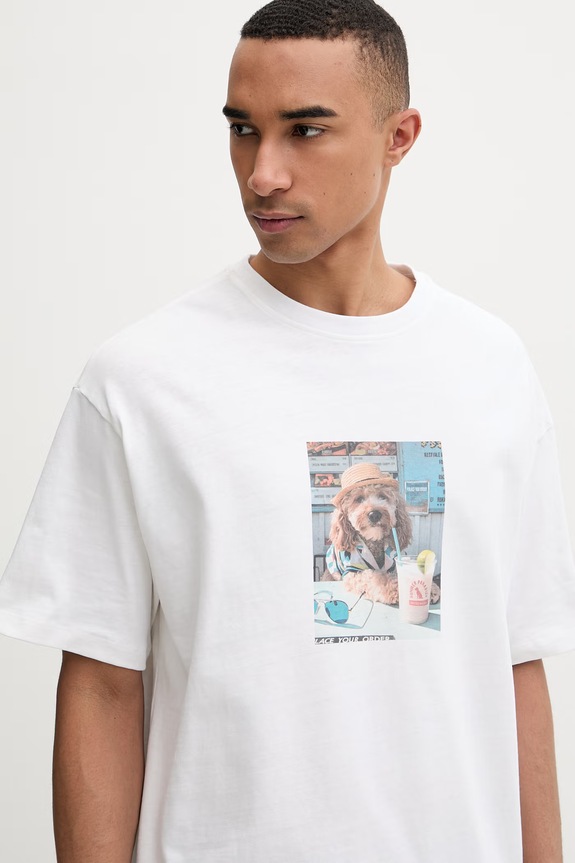 Kaotiko T-shirt bawełniany beżowy AS022.01.G002