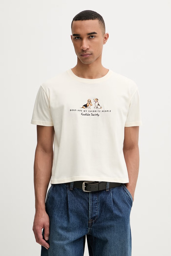 Kaotiko T-shirt bawełniany beżowy AS028.01.M002