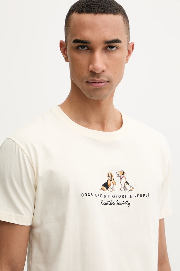 Kaotiko T-shirt bawełniany beżowy AS028.01.M002