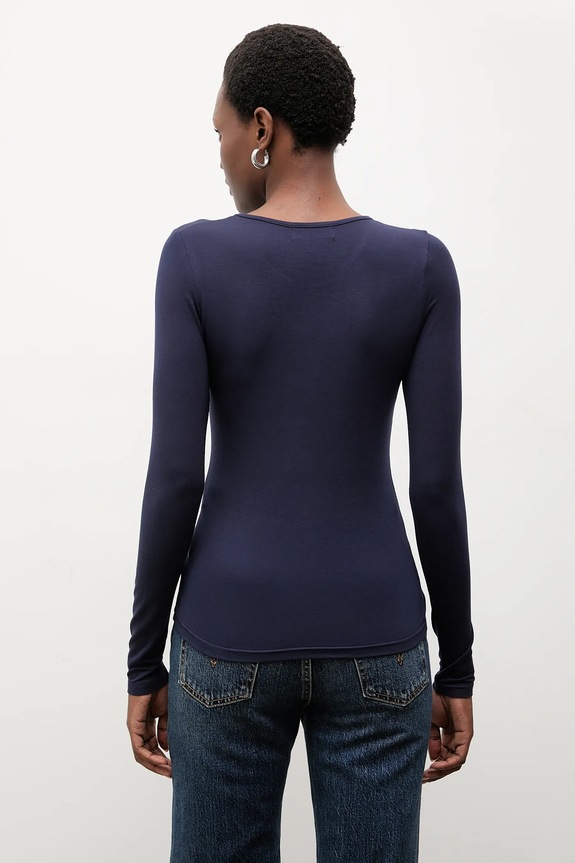 Abbigliamento Answear.LAB longsleeve in seta ASC1309.fos blu navy