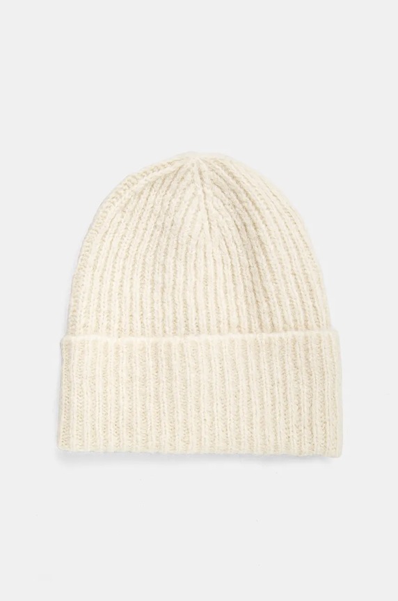 Answear.LAB czapka z wełny merino wełna beżowy WA24.CAD002