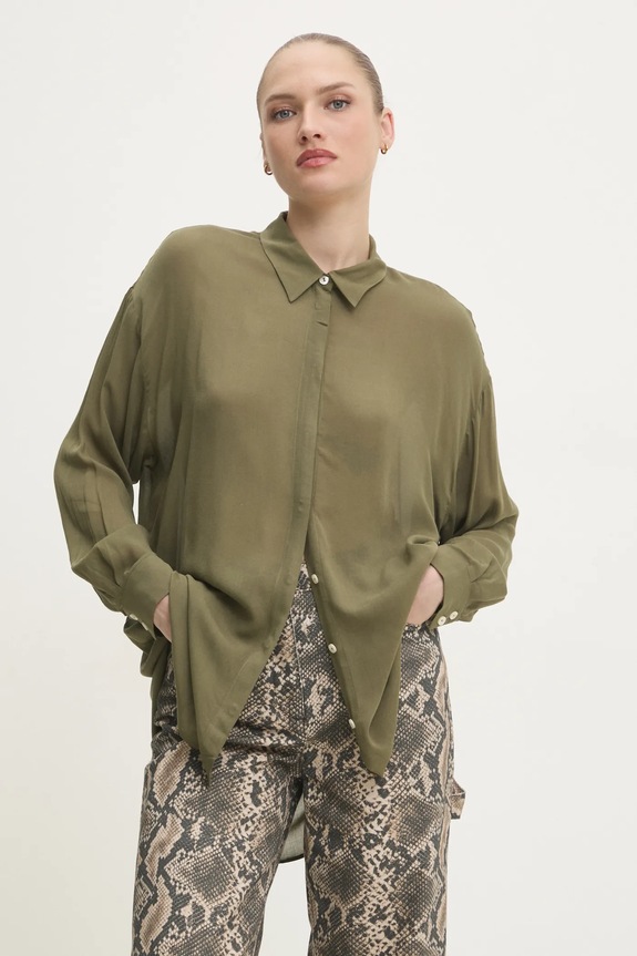 Košulja Answear.LAB bez uzorka zelena WA24.KDD008