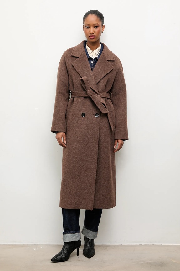 Answear.LAB cappotto in lana non isolato marrone WA24.KPD006