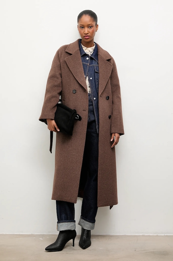 Answear.LAB cappotto in lana marrone WA24.KPD006