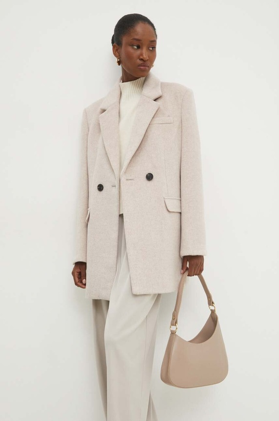 Answear.LAB cappotto in lana non isolato beige WA24.KPD019