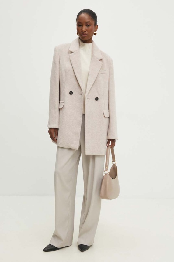 Answear.LAB cappotto in lana WA24.KPD019 beige WA25