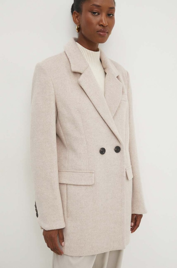 Answear.LAB cappotto in lana beige WA24.KPD019