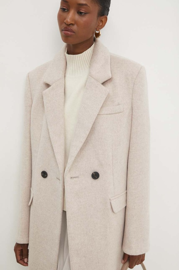 Answear.LAB cappotto in lana WA24.KPD019 beige