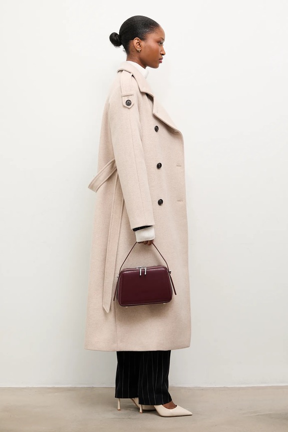 Answear.LAB płaszcz wełniany bez kaptura beżowy WA24.KPD021