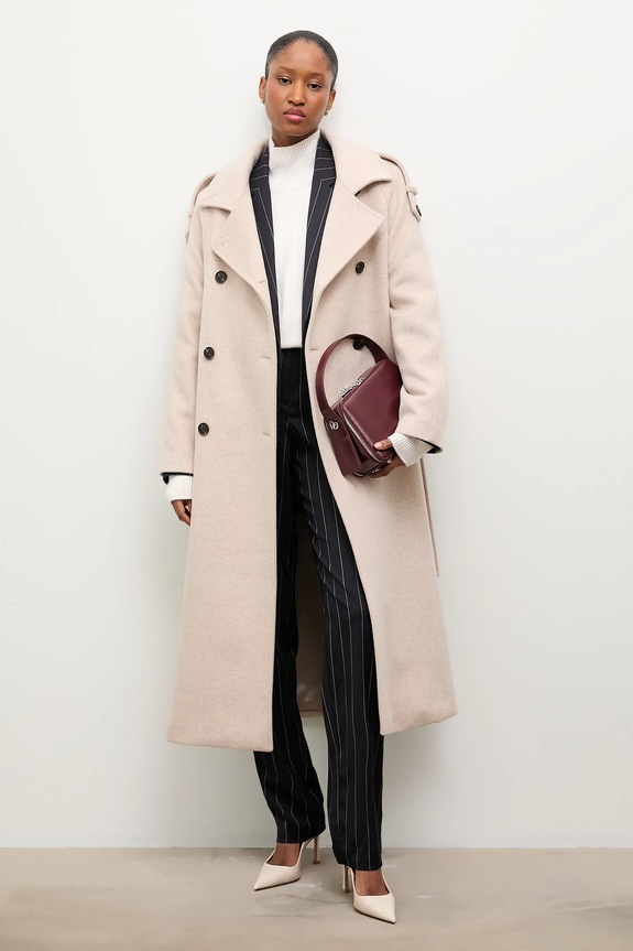 Answear.LAB płaszcz wełniany WA24.KPD021 beżowy WA24