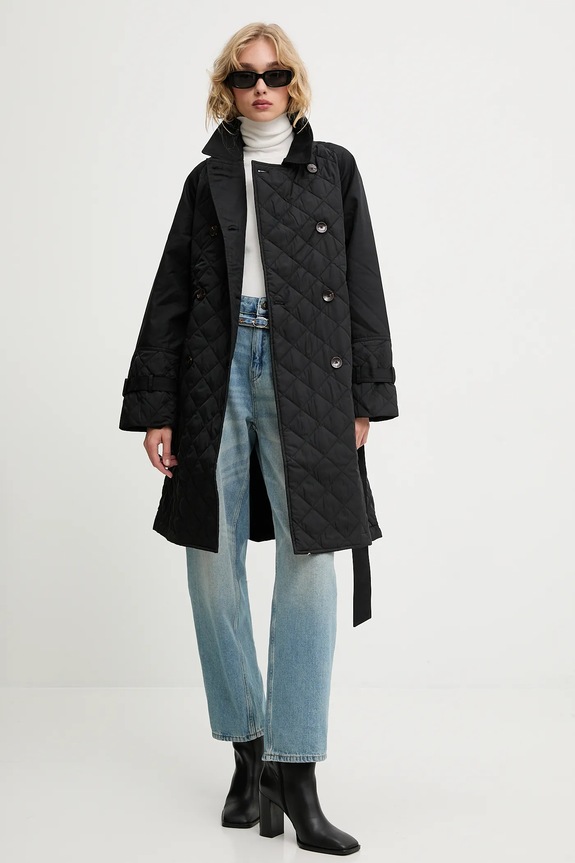 Answear.LAB płaszcz bez kaptura czarny WA24.KPD050