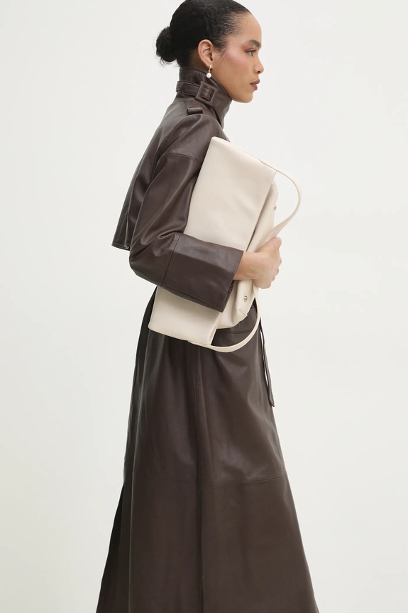 Answear.LAB płaszcz skórzany WA24.KPD101 brązowy