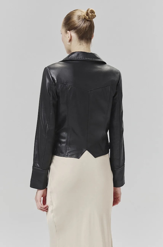 Odzież Answear Lab kurtka skórzana WA24.KUD106 czarny