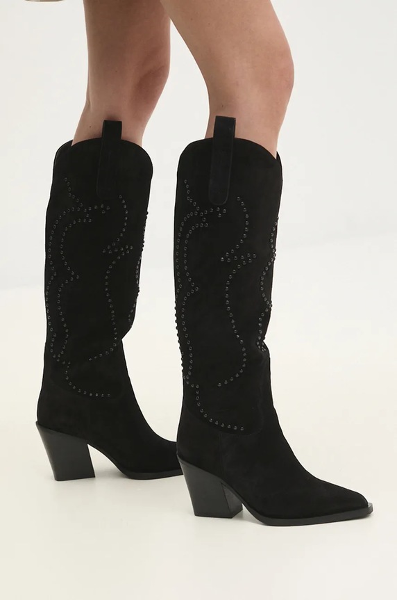 Elegantni škornji iz semiša Answear.LAB Neizolirana črna wa24.obd02N.cd