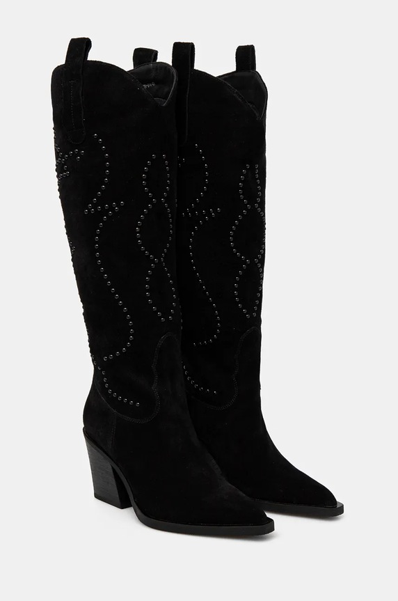 Elegantni škornji iz semiša Answear.LAB wa24.obd02N.cd črna WA24