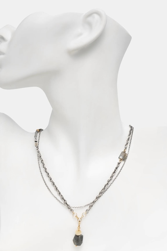 Answear.LAB collana con labradorite, fatta a mano d'argente placato oro WA25-ASD015 grigio WA00