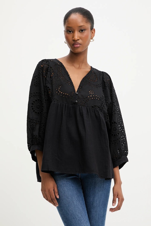 Answear Lab bluza din bumbac uni negru F.6420.TOS