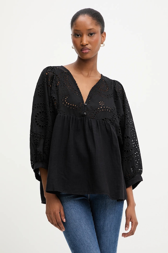 Answear Lab bluza din bumbac uni negru F.6420.TOS