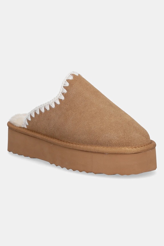 Answear.LAB kapcie zamszowe brązowy TX-2309019.cjk