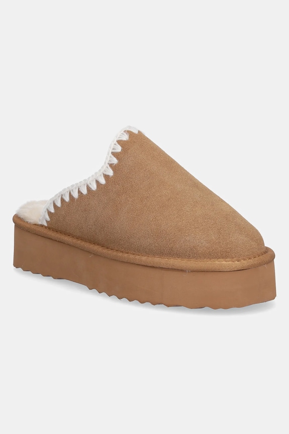 Answear.LAB kapcie zamszowe brązowy TX-2309019.cjk