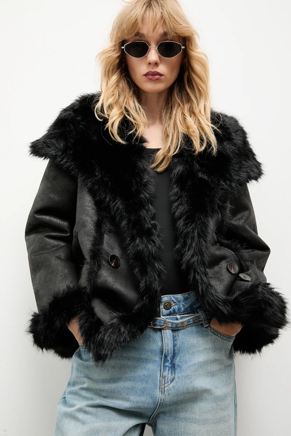 Plašč Answear.LAB Drugo črna WA25-KPD006