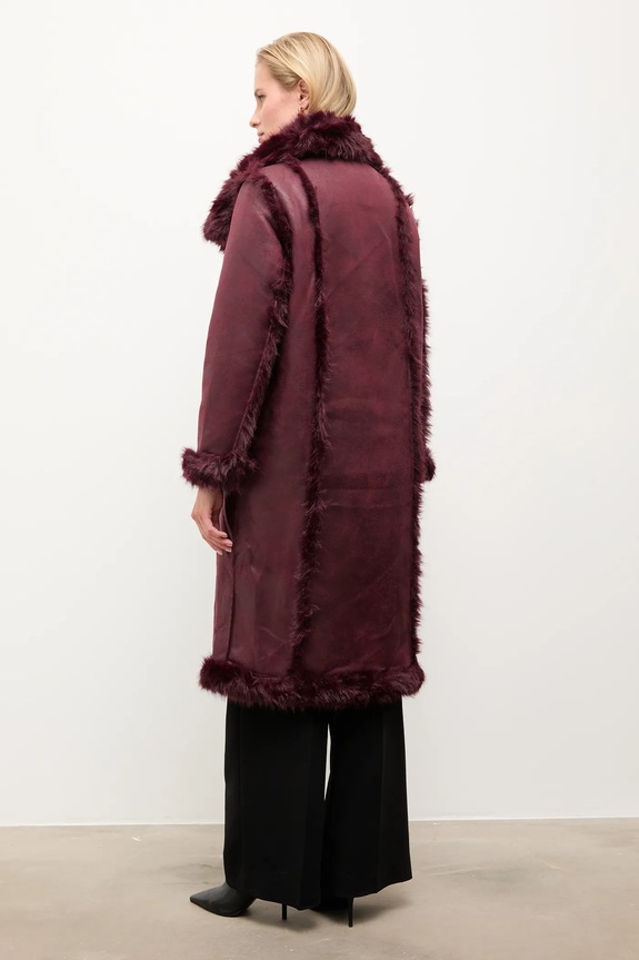 Answear.LAB płaszcz dwustronny WA25-KPD017 bordowy