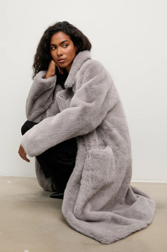Answear.LAB płaszcz bez kaptura szary WA25-KPD024