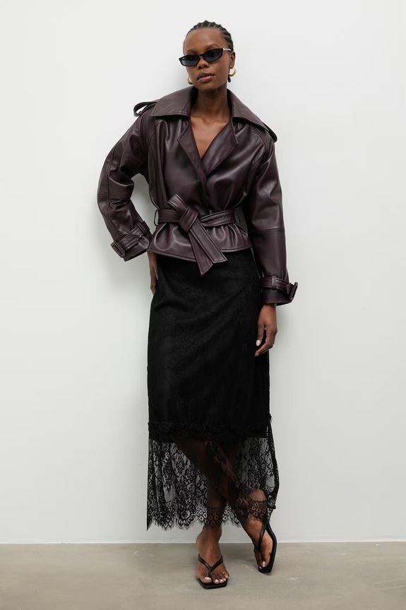 Answear.LAB giacca corta da donna in pelle NOA dalla collezione Unscripted NOA granata WA00