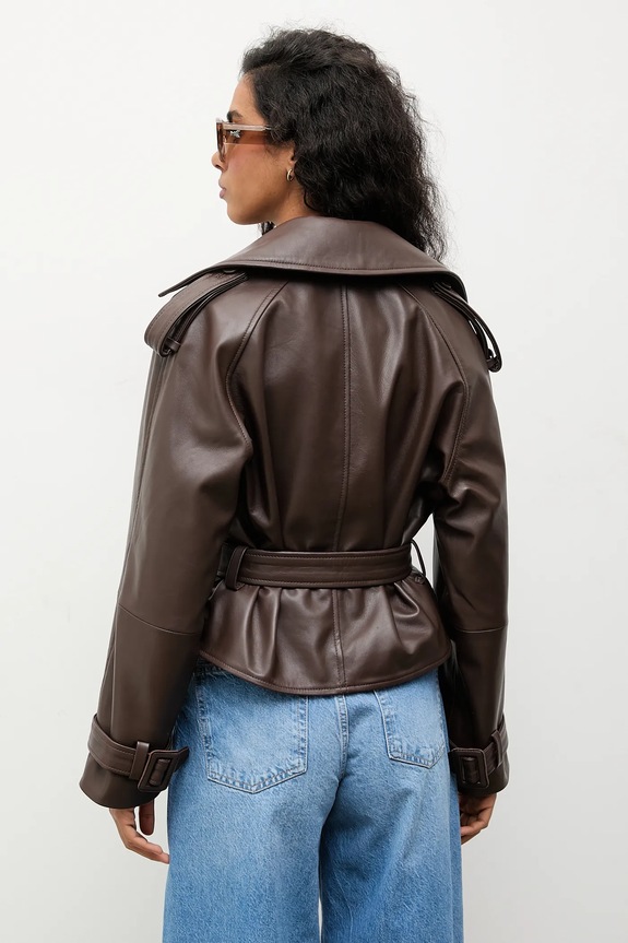 Odjeća Answear.LAB kratka jakna ženska kožna iz kolekcije Unscripted NOA NOA smeđa