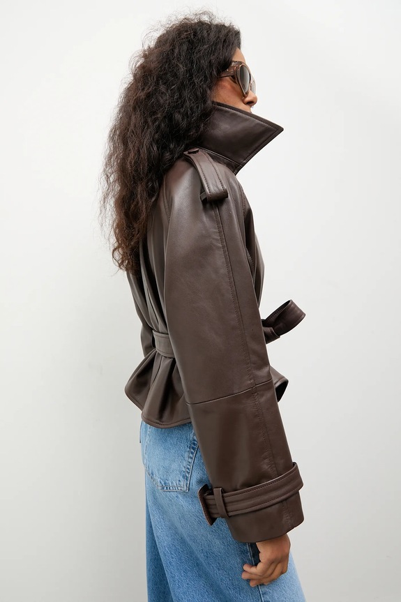 Answear.LAB kratka jakna ženska kožna iz kolekcije Unscripted NOA NOA smeđa