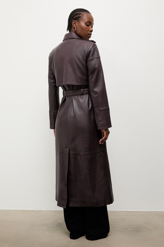 Abbigliamento Answear.LAB trench da donna in pelle ICON dalla collezione Unscripted ICON granata