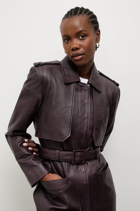 Answear.LAB trench da donna in pelle ICON dalla collezione Unscripted ICON granata