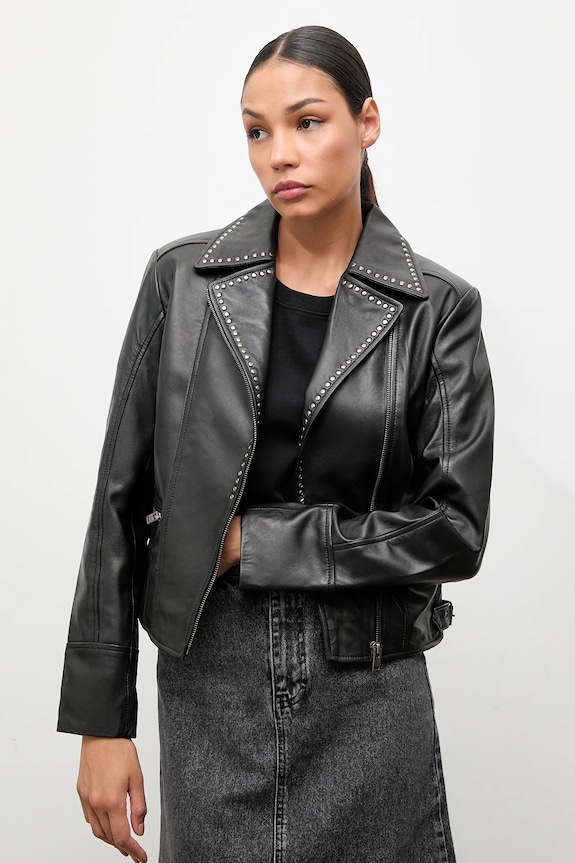 Answear.LAB geaca ramones de piele WA25-KUD035 negru WA25