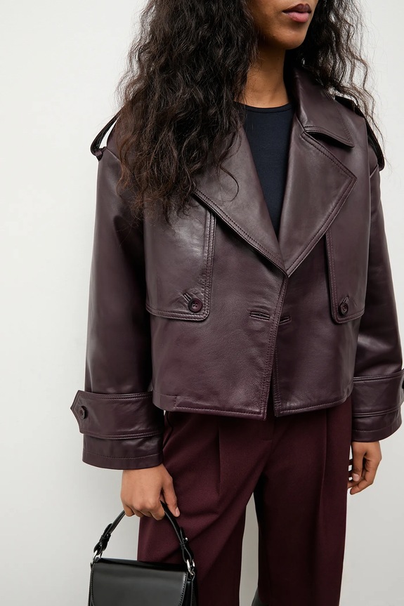 Usnjena jakna Answear.LAB Oversize bordo JOSIE