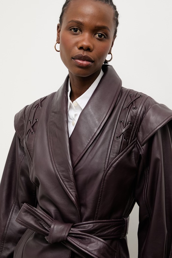 Answear.LAB cappotto in pelle LILLIAN granata LILLIAN