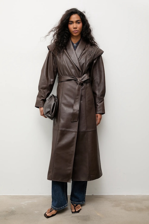 Кожаный плащ Answear.LAB LILLIAN кожа коричневый LILLIAN