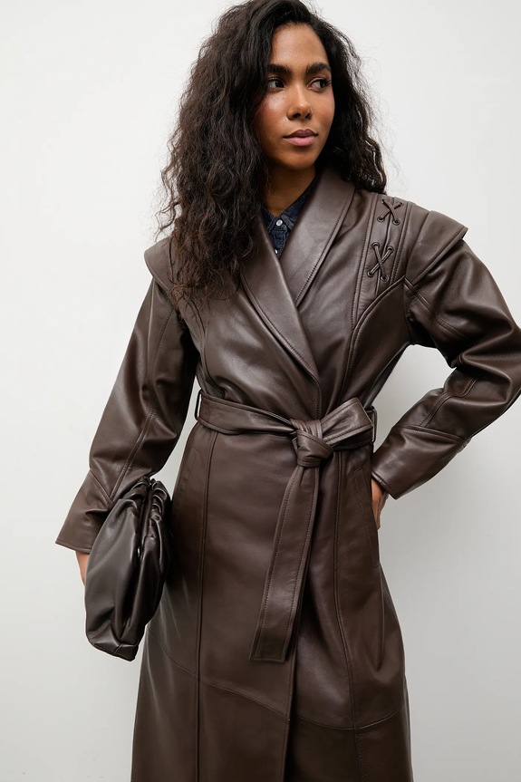 Кожаный плащ Answear.LAB LILLIAN LILLIAN коричневый