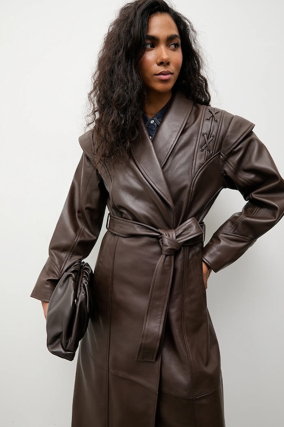 Кожаный плащ Answear.LAB LILLIAN LILLIAN коричневый